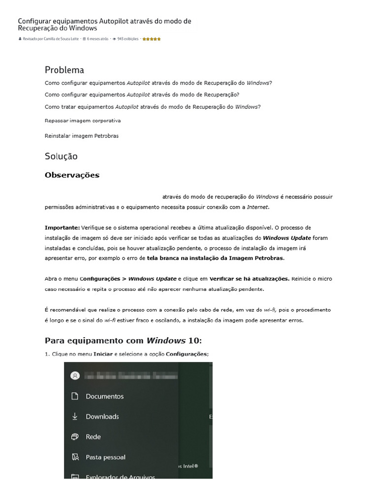 Configurar Equipamentos Autopilot Através Do Modo de Recuperação Do ...