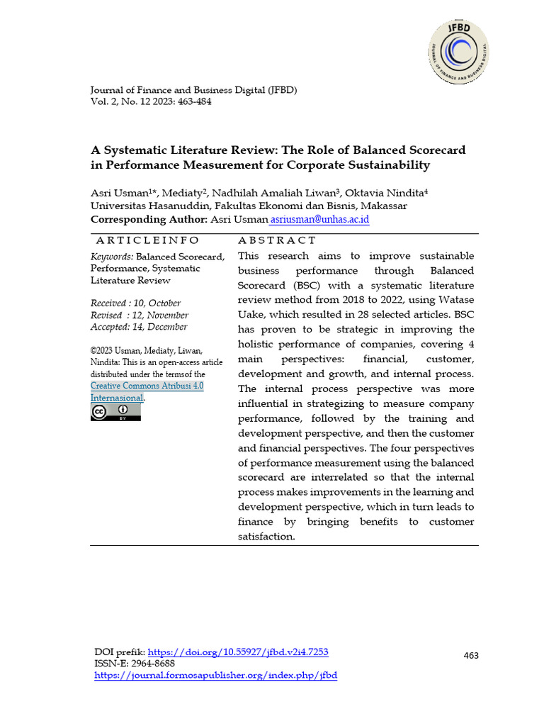 Balanced Scorecard in Corporate Sustainability | PDF | Strategic ...
