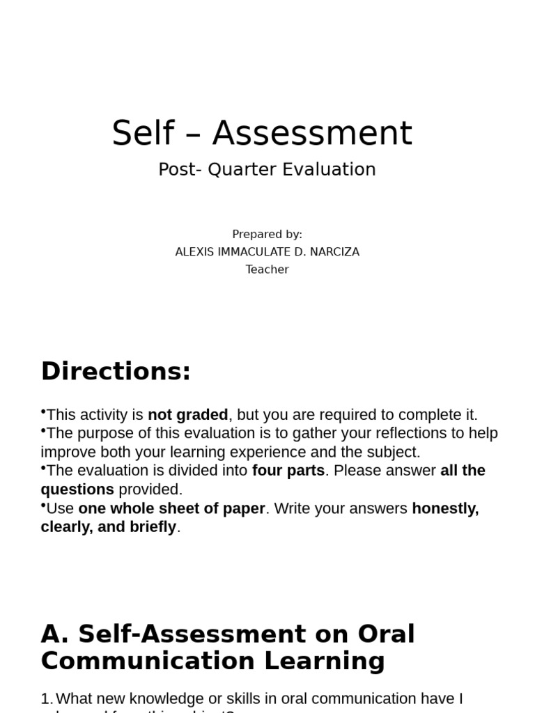 Self-Assessment for Oral Communication | PDF