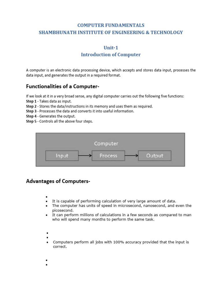 Computer Fundamentals Overview | PDF | Computer Data Storage | Random ...