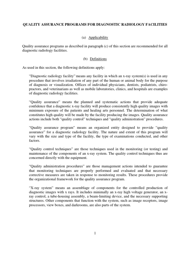 Quality assurance and radiology regulations image