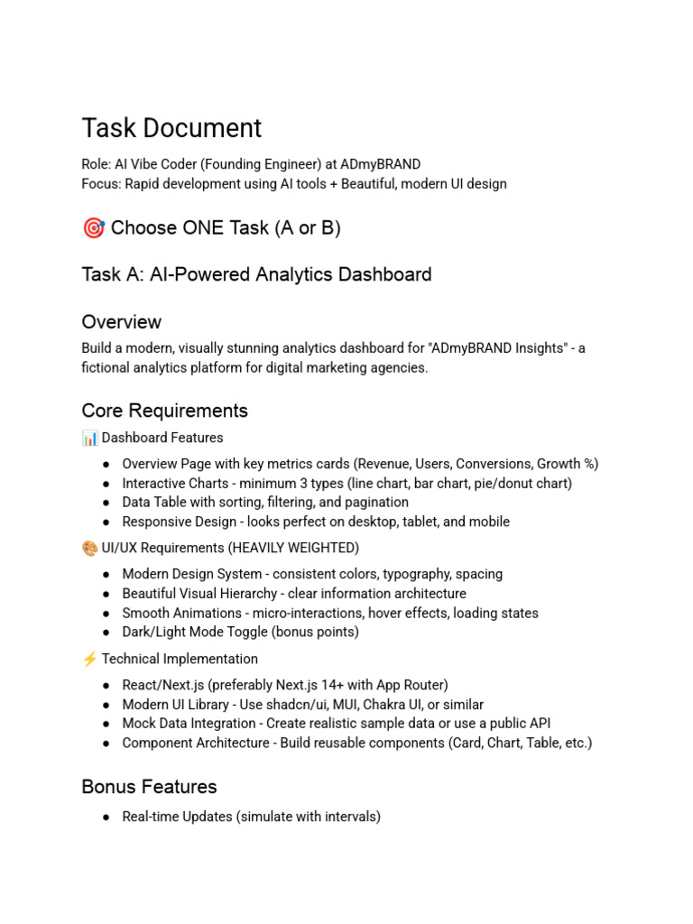 AI-Powered Dashboard & Landing Page Guide | PDF | Artificial ...