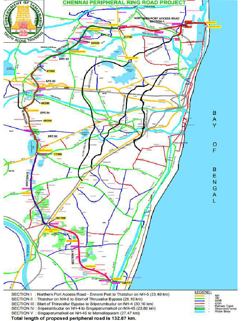 Chennai Peripheral Ring Road Map 680 | PDF