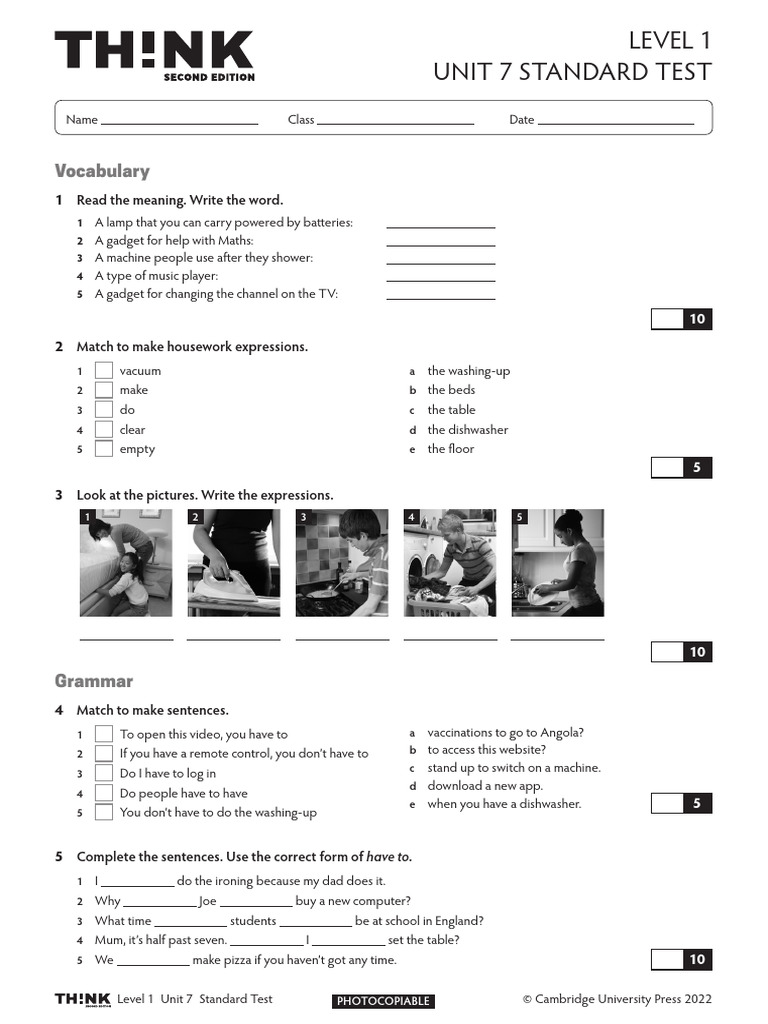 Thk2e BrE L1 Unit Test Standard 7 75 Ad. | PDF | Linguistics