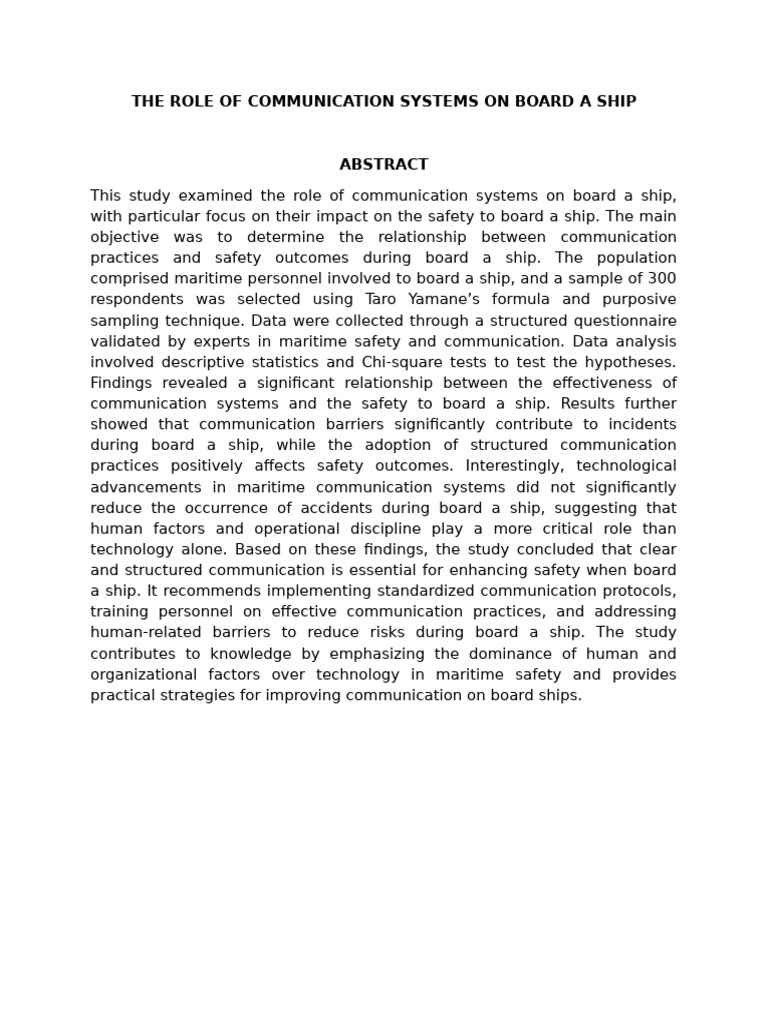 The Role of Communication Systems On Board A Ship Edited | PDF ...