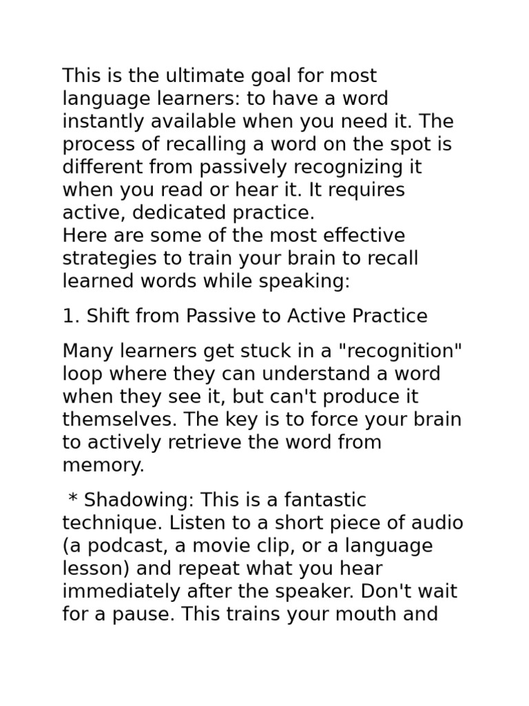 How To Recall Learned Words While Speaking | PDF | Memory | Learning