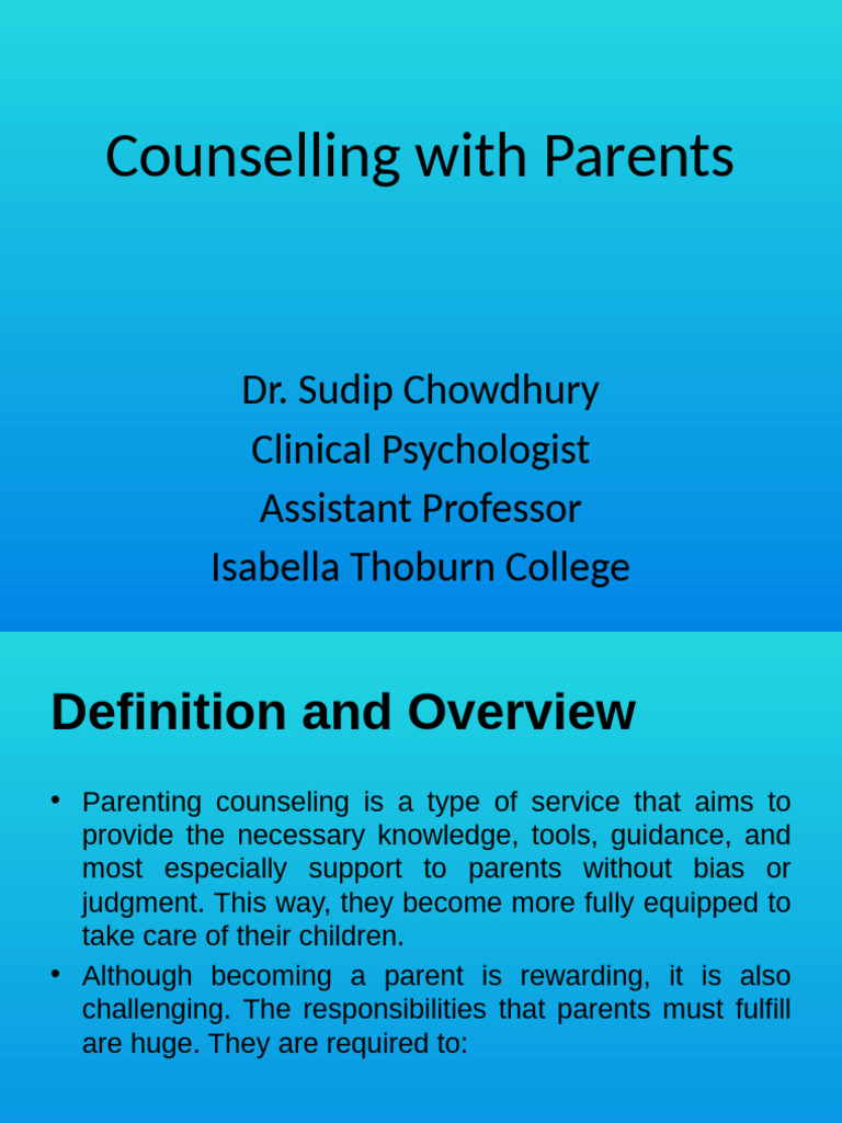 Parenting Counseling Overview | PDF | Substance Abuse | Parenting