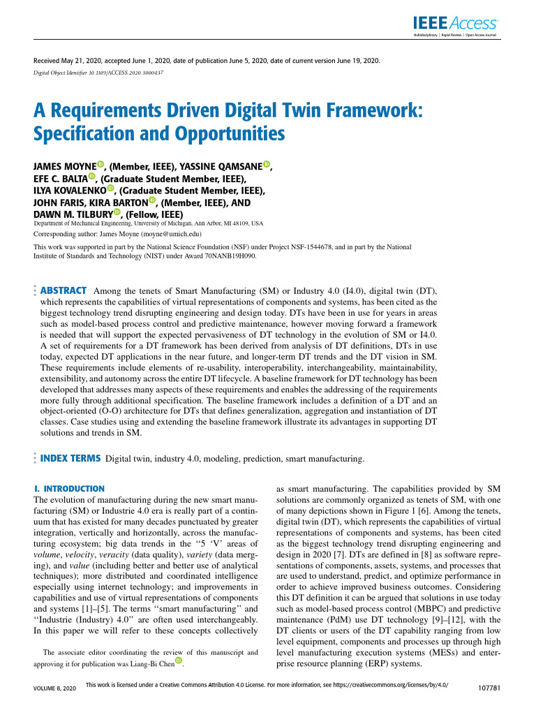 A Requirements Driven Digital Twin Framework: Specification and ...