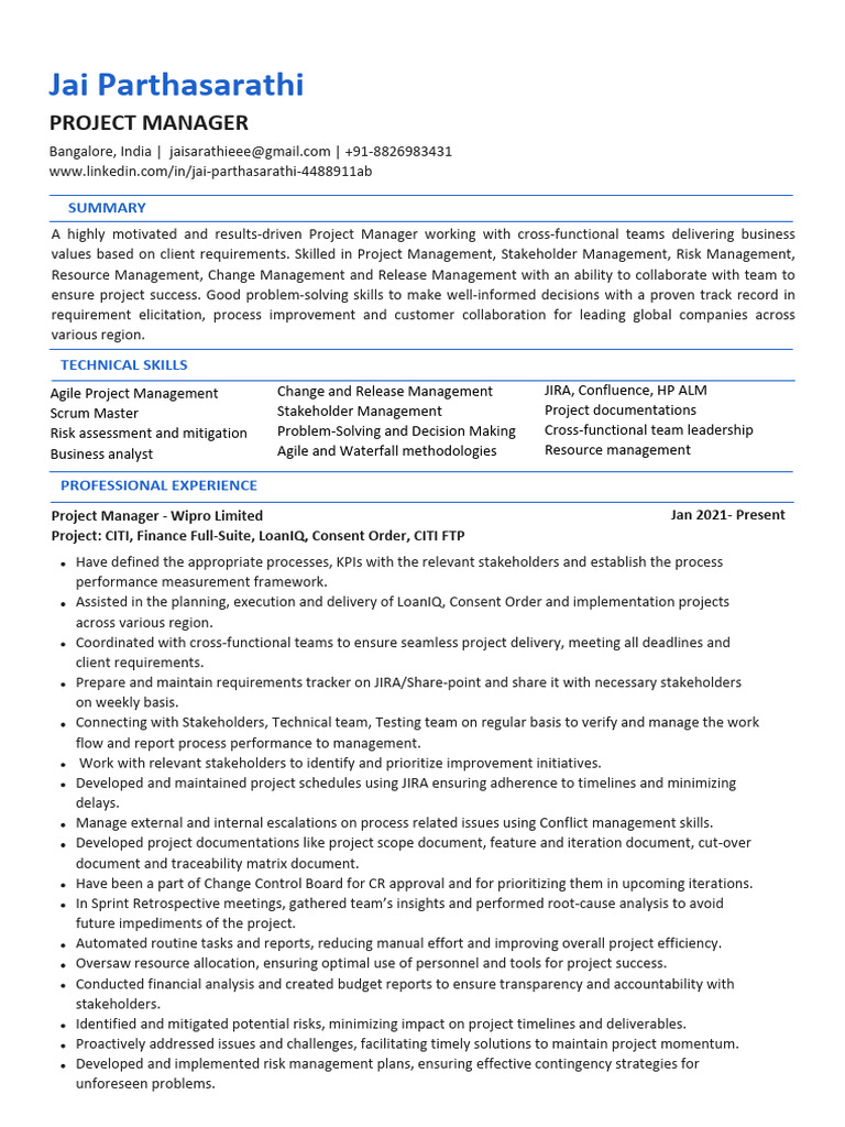 Project Manager with Agile Expertise | PDF | Agile Software Development ...