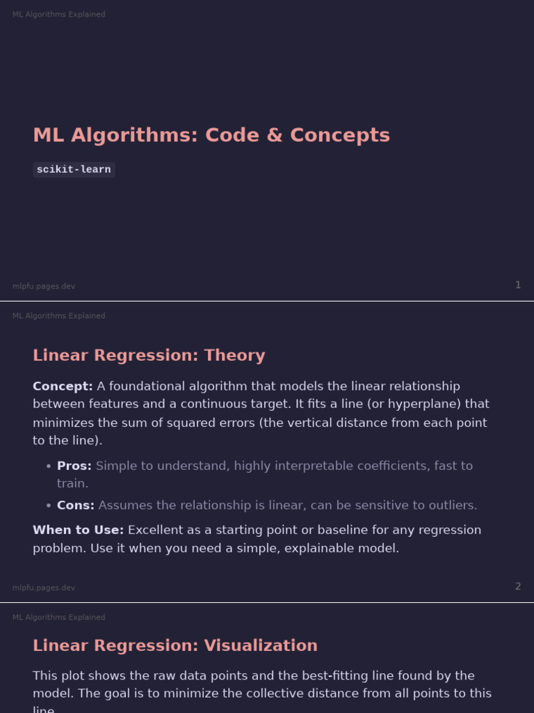 ML Algorithms Explained | PDF | Support Vector Machine | Linear Regression