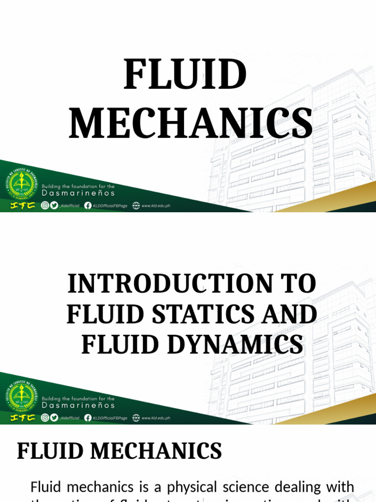Fluid Mechanics: Statics & Dynamics Overview | PDF | Fluid Mechanics ...