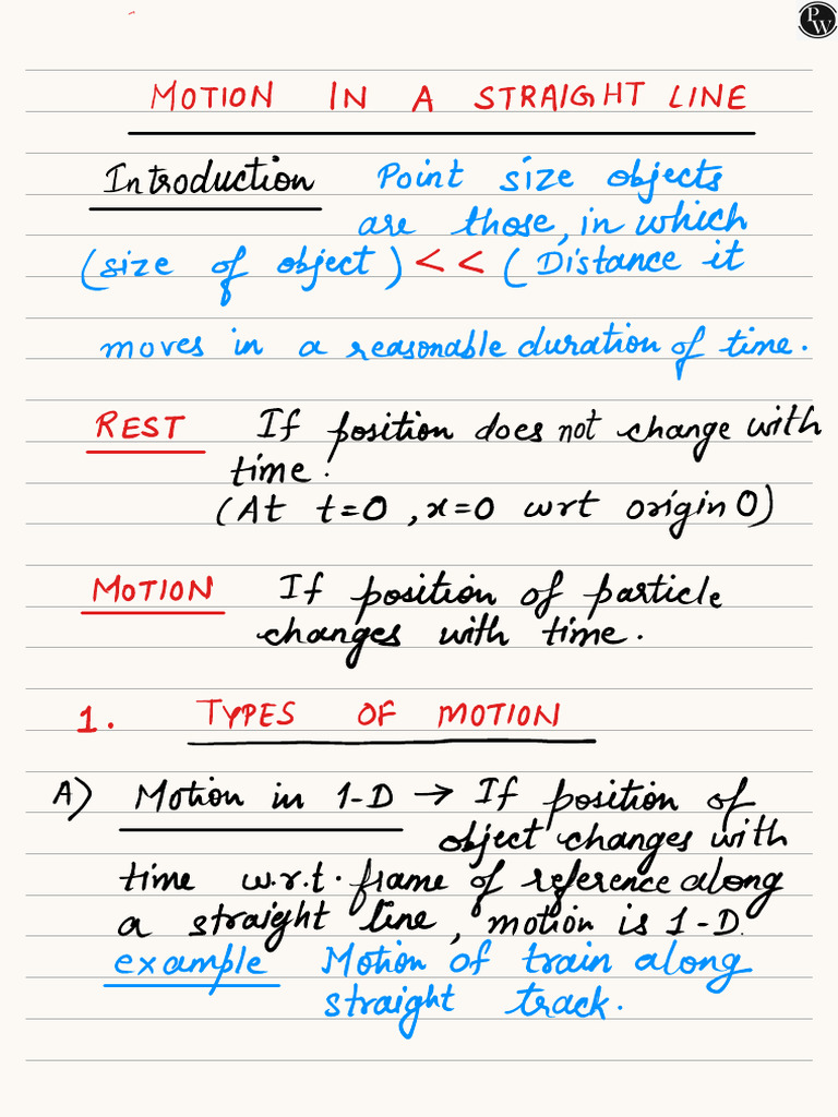 68a56a9c4dea1c5c06a2f974 - ## - Motion in A Straight Line - Handwritten ...