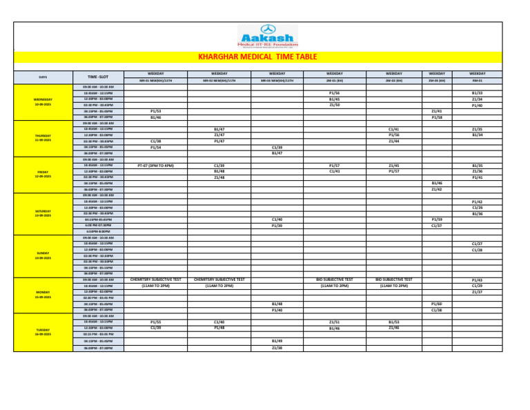 Kharghar Medical Time Table 2025 | PDF