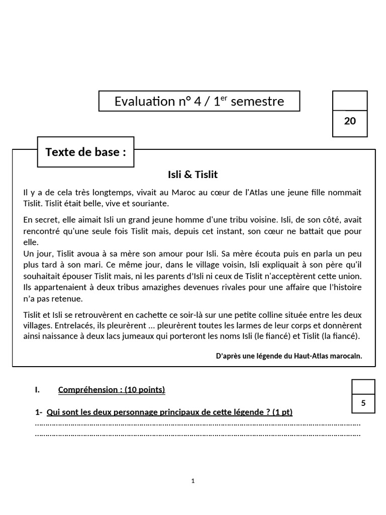 Légende d'Isli et Tislit au Maroc | PDF