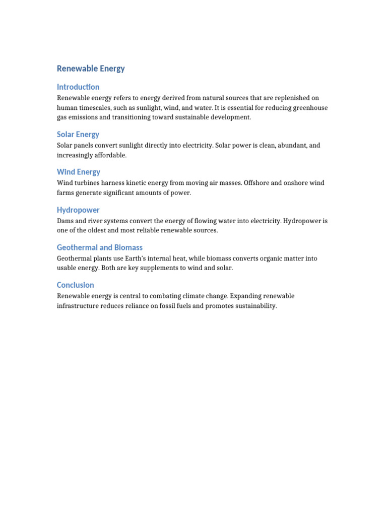 Overview of Renewable Energy Sources | PDF