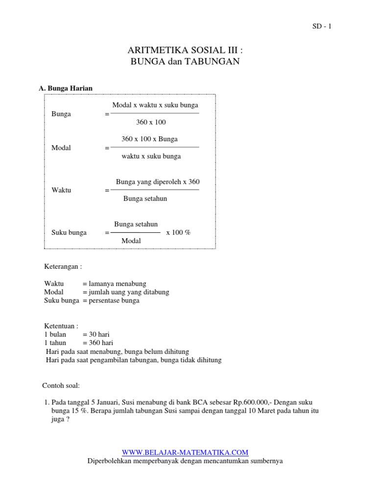 17++ Contoh Soal Aritmatika Sosial Tabungan Kumpulan