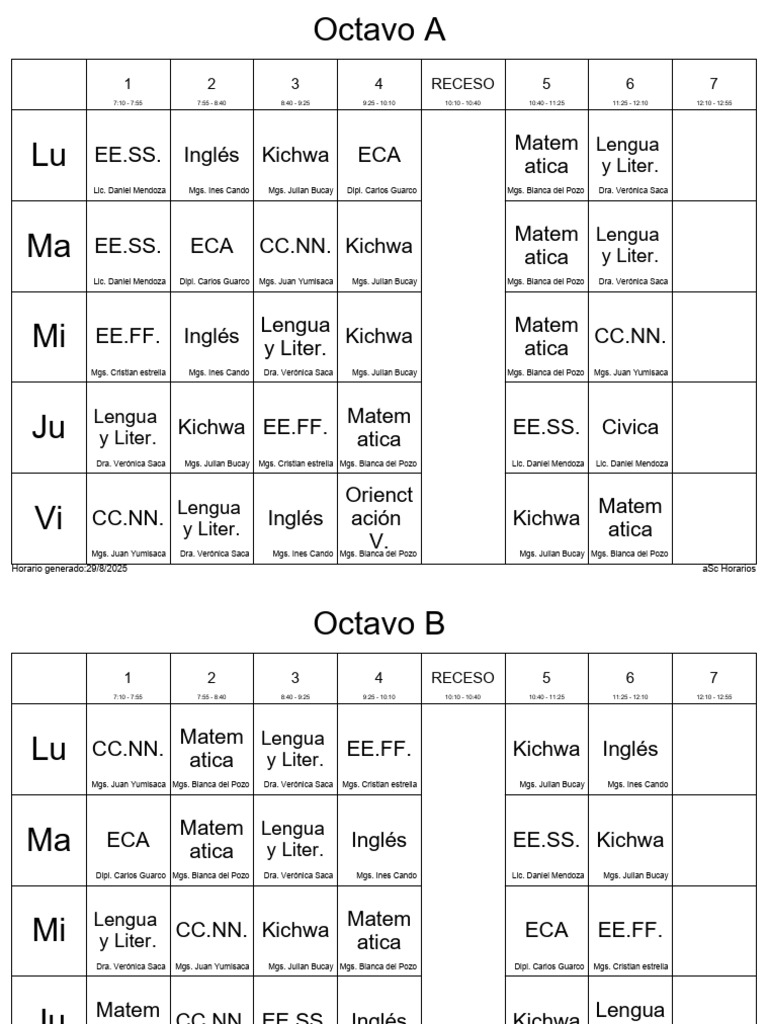 Horarios aSc 2026 para Educación | PDF | Familias de idiomas