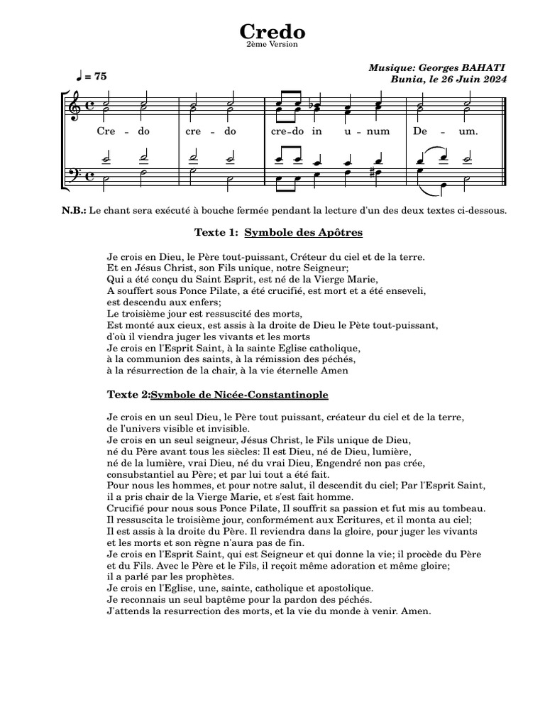 Credo : Symbole des Apôtres et Nicée | PDF | Doctrines et croyances ...