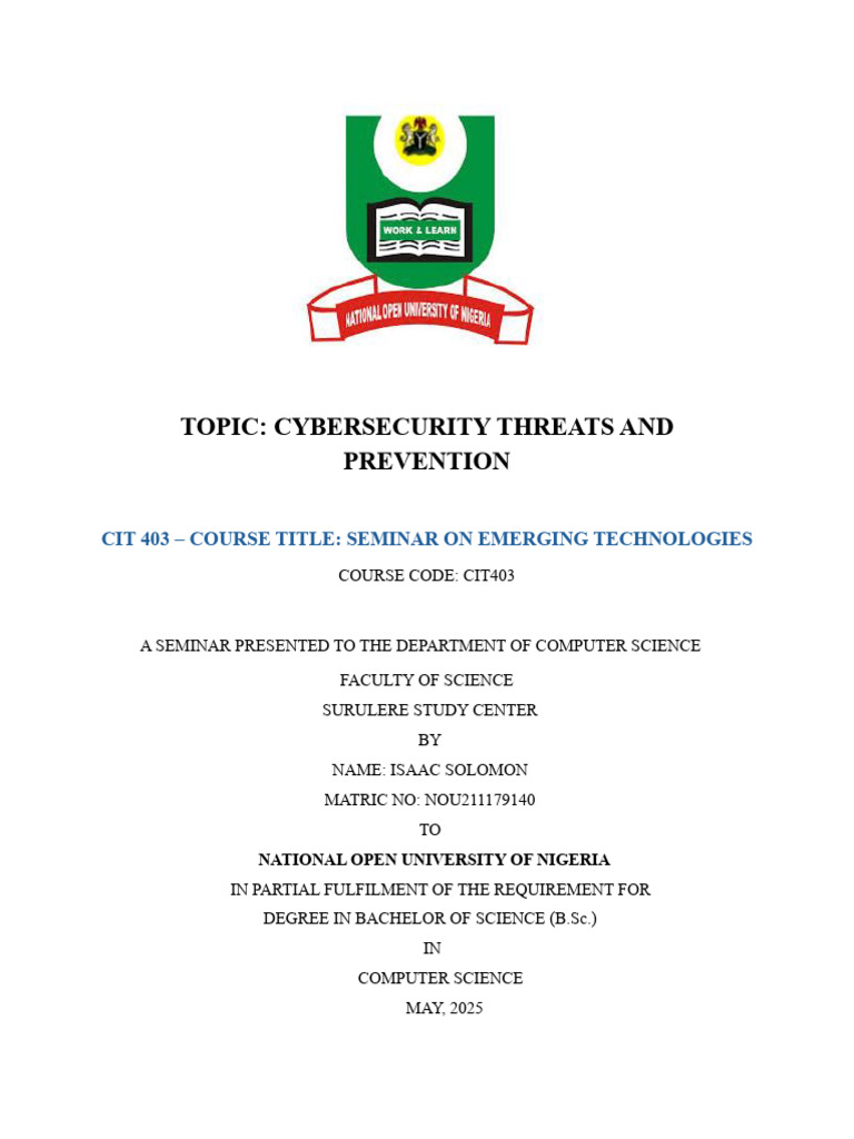 Cybersecurity Threats and Prevention Guide | PDF | Security | Computer ...