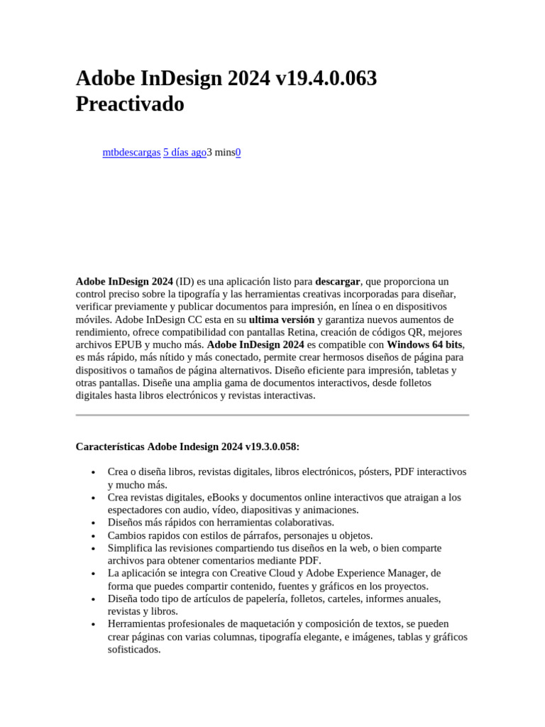 Adobe InDesign 2024 v19 Preactivado | PDF