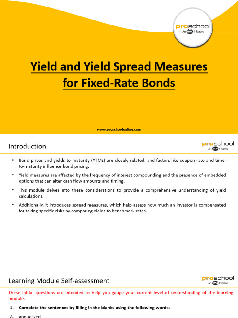 Yield and Yield Spread Measures For Fixed-Rate Bonds | PDF | Bonds  (Finance) | Yield (Finance)