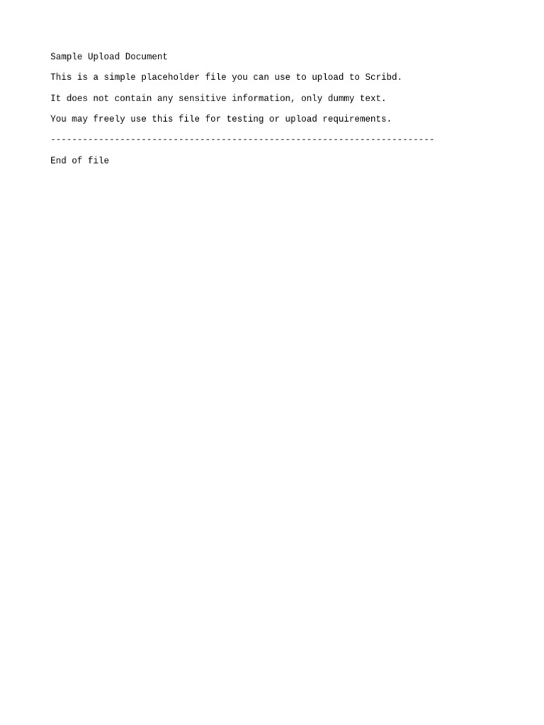 Dummy Upload Document for Scribd | PDF