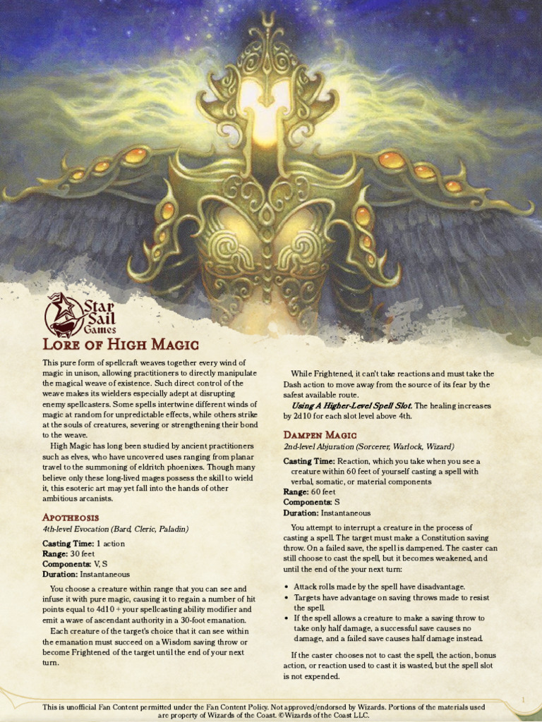 High Magic Spellcraft Guide | PDF | D20 System | Gary Gygax Games