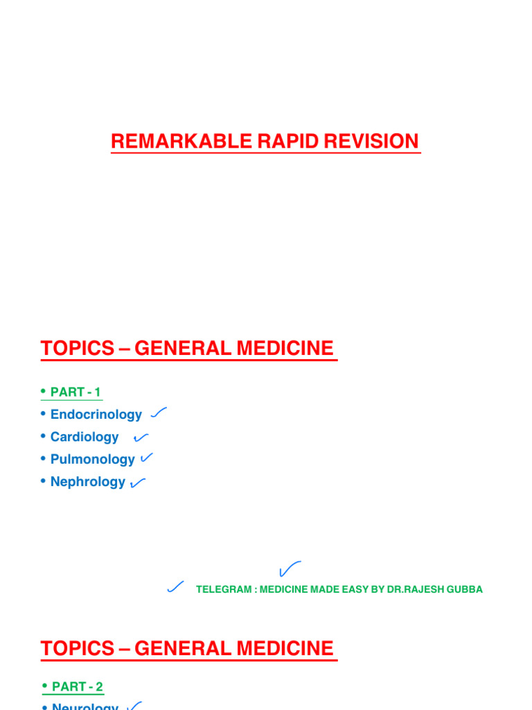 General Medicine Rapid Revision Guide | PDF | Diseases And Disorders ...