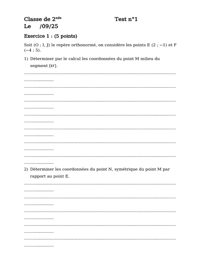 Test N°1 2nde | PDF