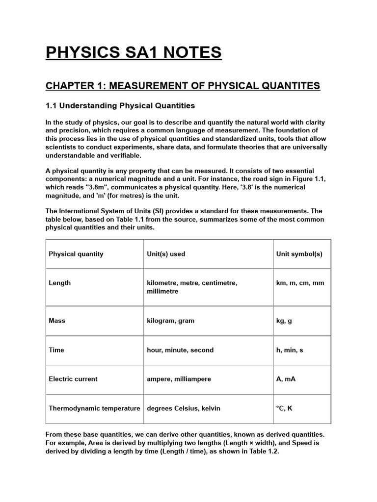 Physics Measurement and Quantities Guide | PDF | Force | Velocity
