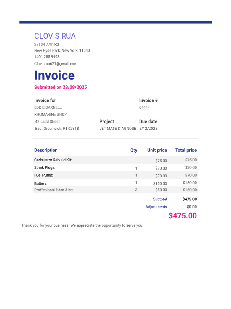 Invoice For VAN | PDF