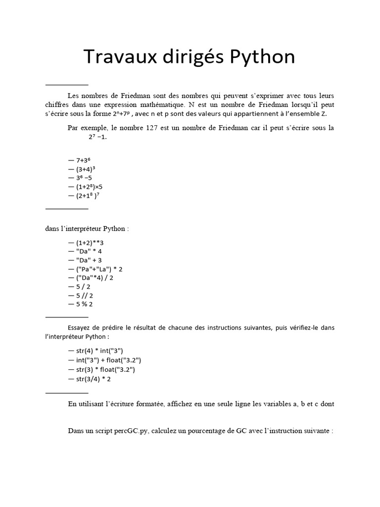 Exercices pratiques en Python | PDF | Entier naturel | Nombre premier