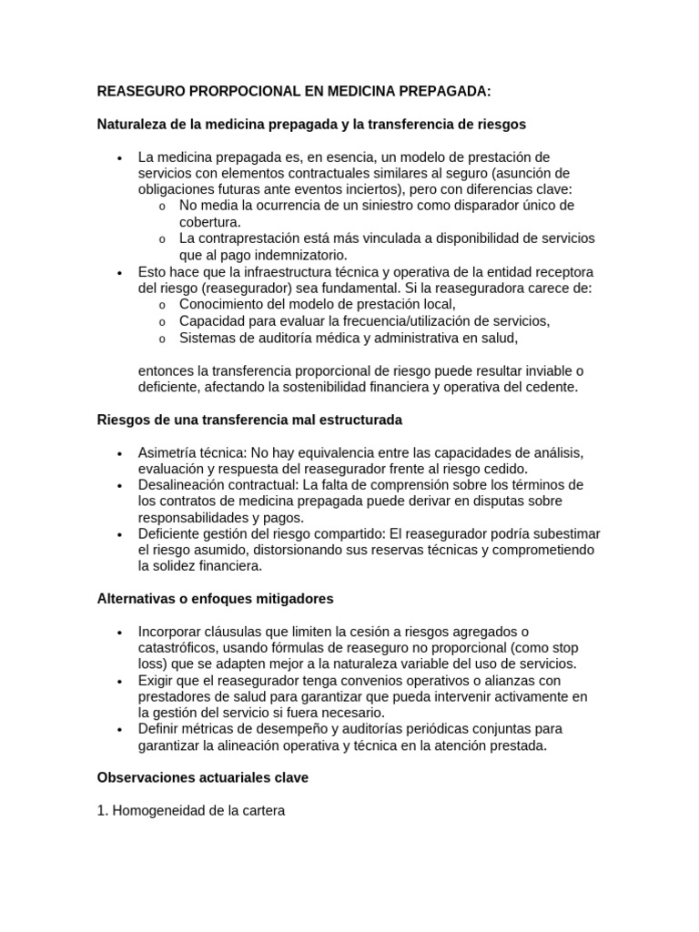 Reaseguro Proporcional en Medicina Prepagada | PDF | Reaseguro | Seguro