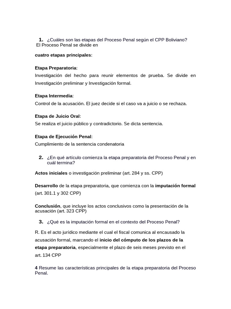 Etapas del Proceso Penal en Bolivia | PDF | Debido al proceso ...