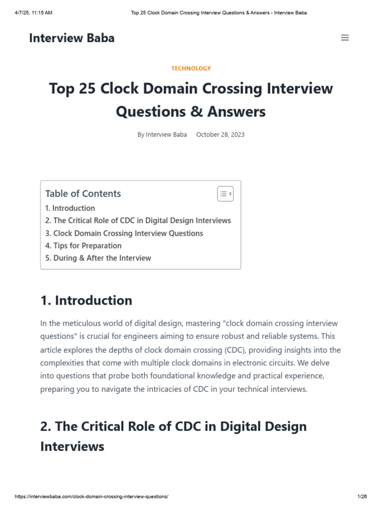 Top CDC Interview Questions Explained | PDF | Electrical Engineering ...