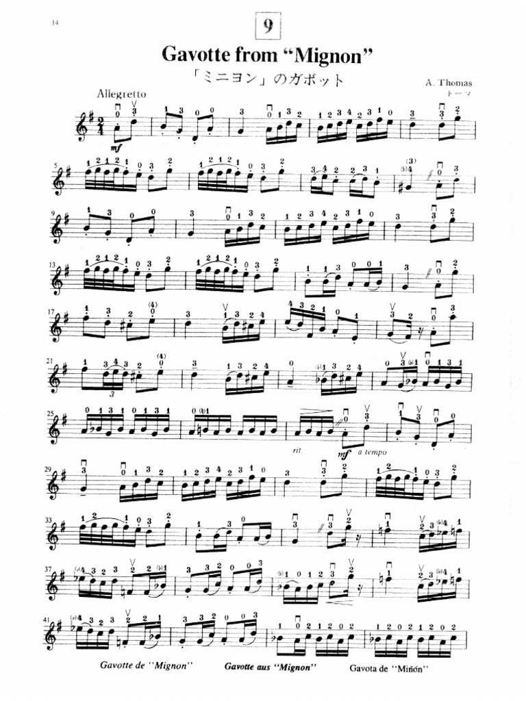 Gavote From Mignon. Suzuki - Metodo de Violino - Vol.2 | PDF