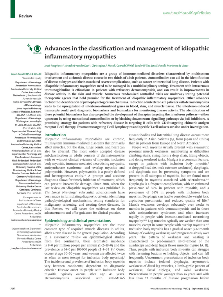 Advances in Idiopathic Inflammatory Myopathies | PDF | Medicine ...