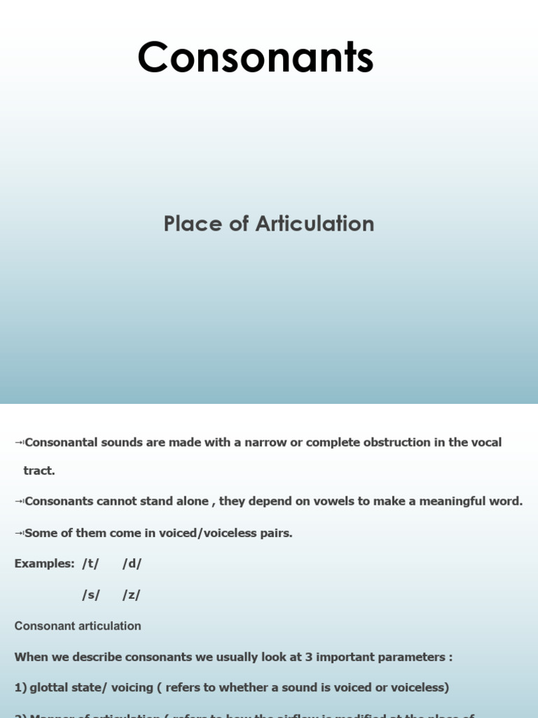 Lect 6 Places of Articulation | PDF | Phonetics | Human Voice