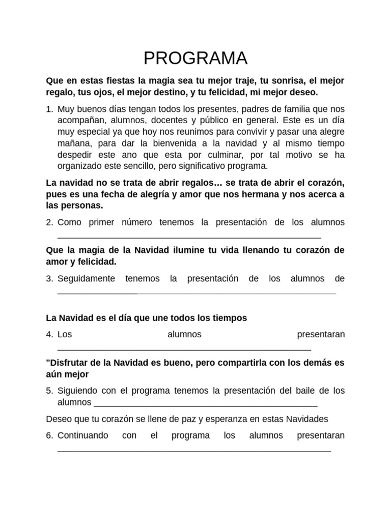Programa Festival Navideño Escolar | PDF