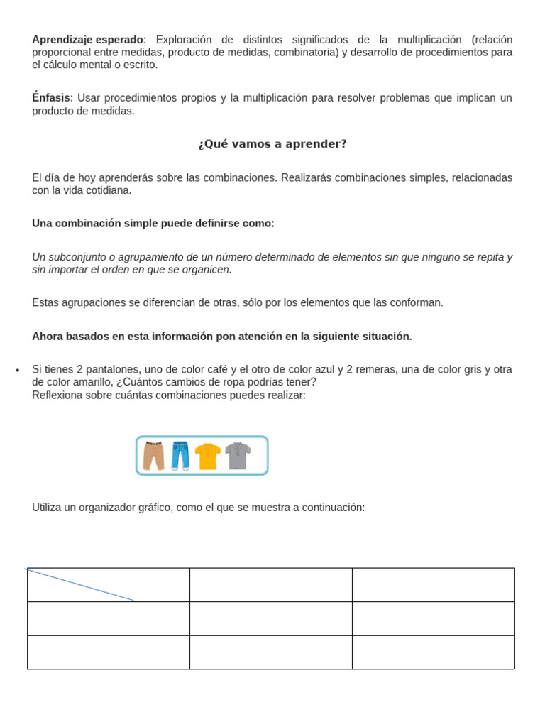 Combinaciones Simples para Niños | PDF | Combinatoria
