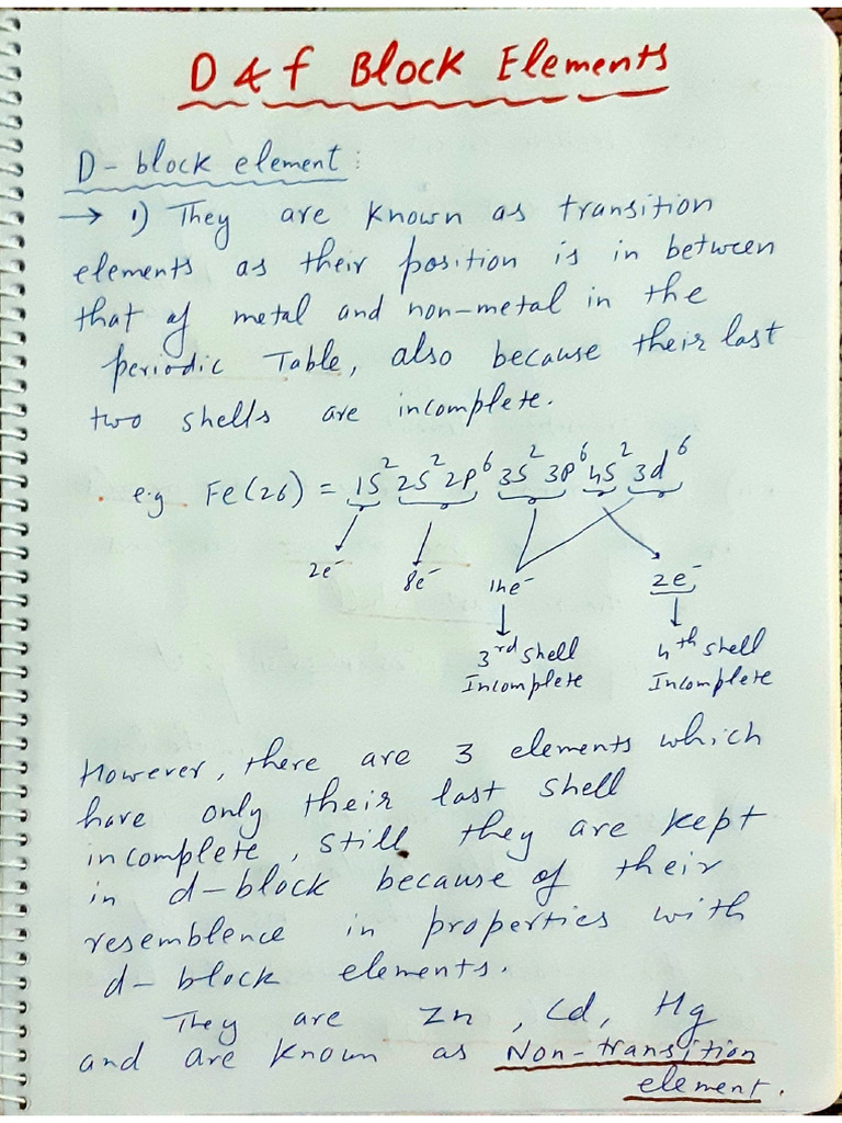 Notes of D&F Block Elements | PDF