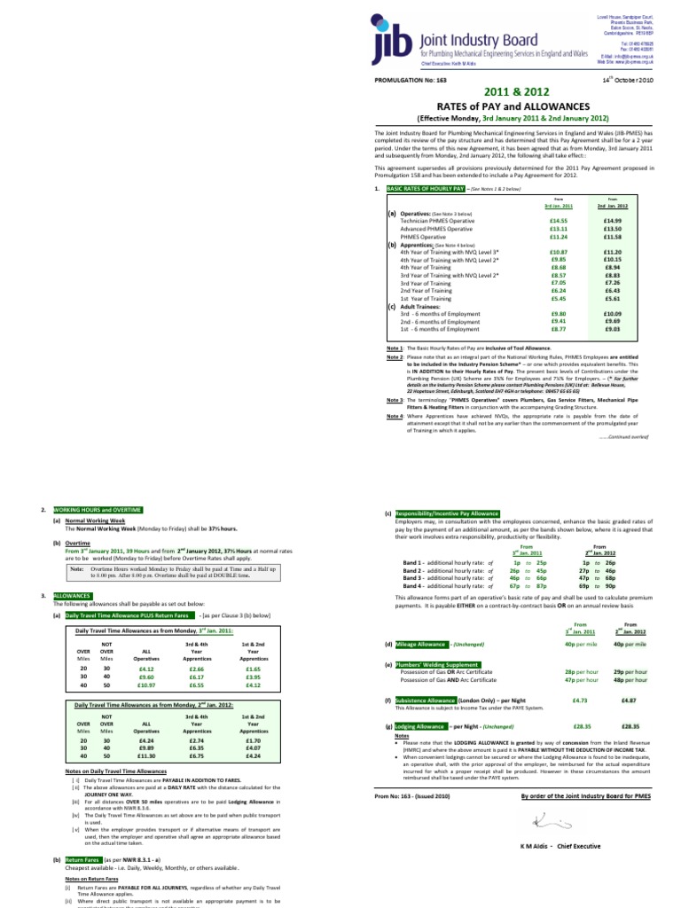 JIBPHMES Issued Pay Rates 20112012 Prom163 A3 PDF Overtime Working Time