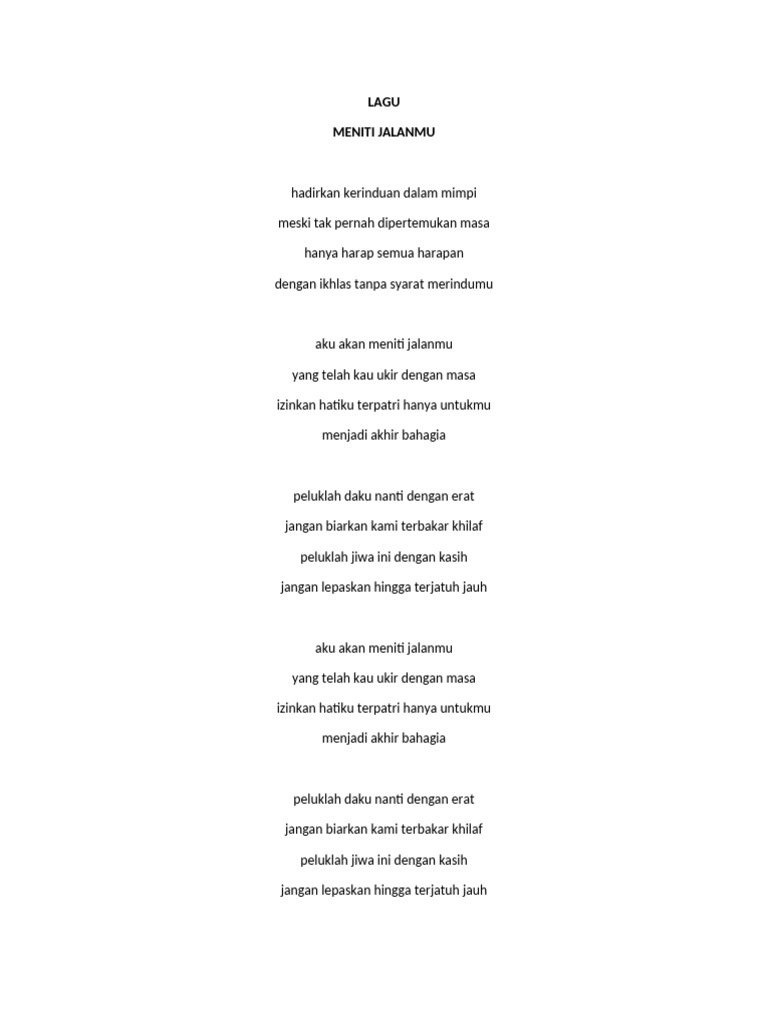 Lirik Lagu Meniti Jalanmu dan Andai Bisa | PDF
