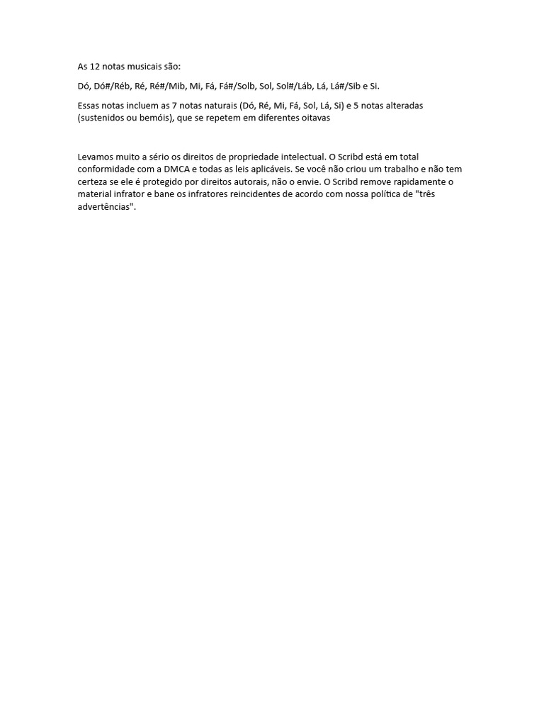 As 12 Notas Musicais Explicadas | PDF