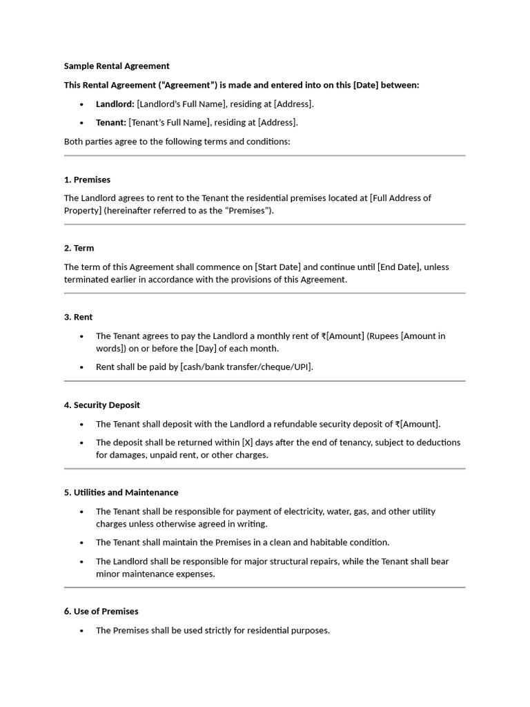 Rental Agreement | PDF | Leasehold Estate | Landlord