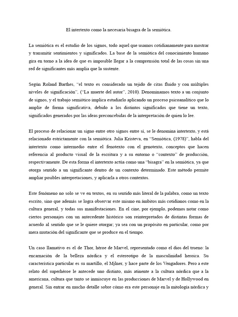 El Intertexto Como La Necesaria Bisagra de La Semiotica | PDF ...