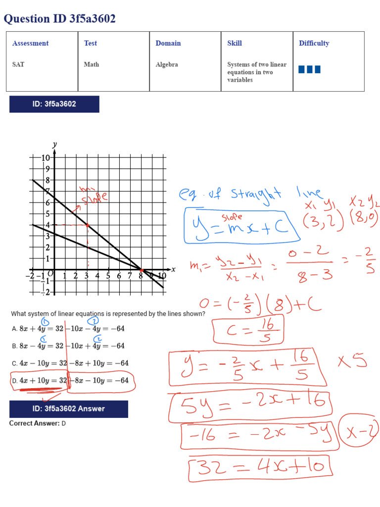 SAT Math: Systems of Linear Equations | PDF | Equations | Algebra