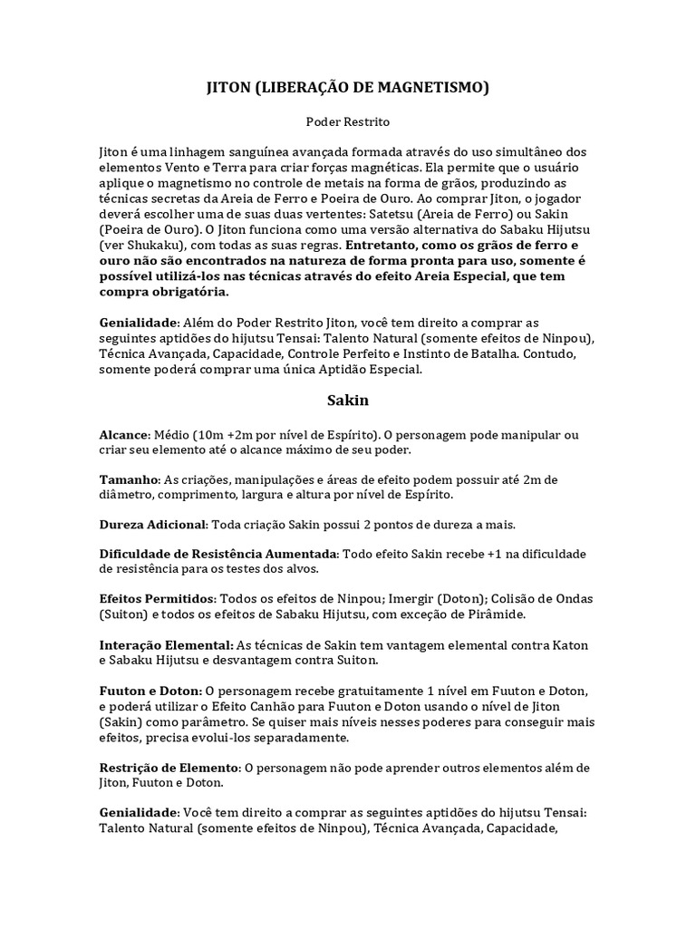 Jiton: Poderes e Técnicas de Magnetismo | PDF | Veneno | Ouro