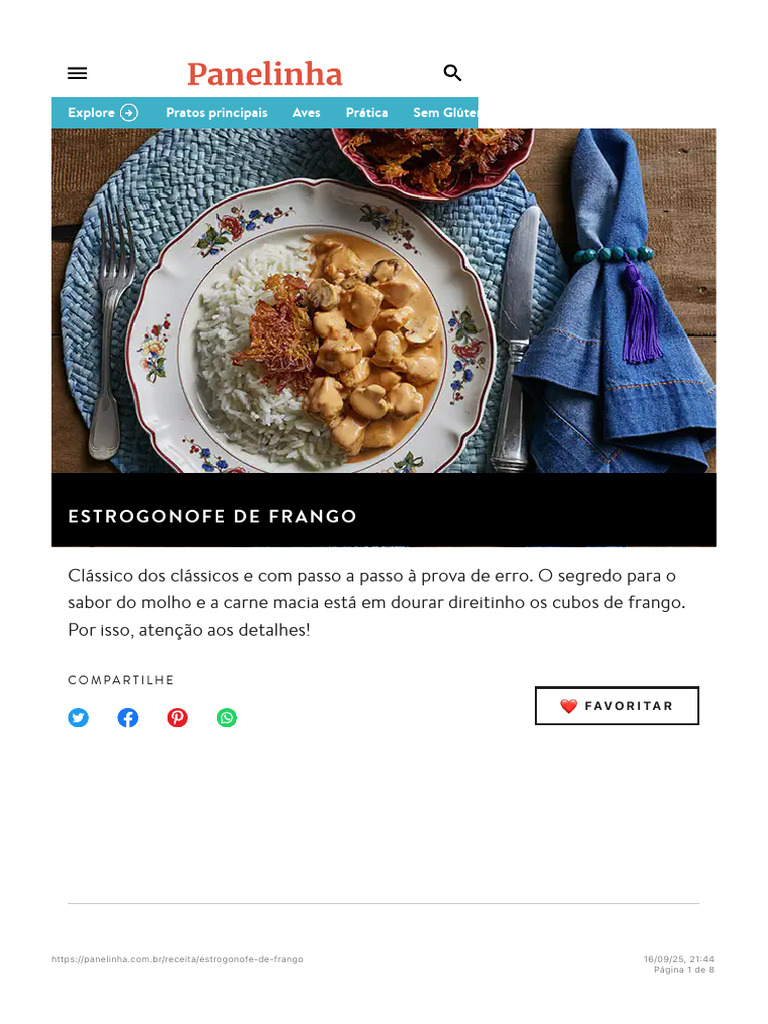 Estrogonofe de Frango: Receita Prática | PDF | Alimentos | Culinária