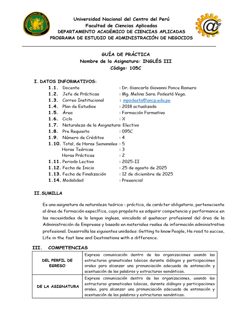 GP ANT-X-2018-Inglés III | PDF | Voz humana | Comunicación